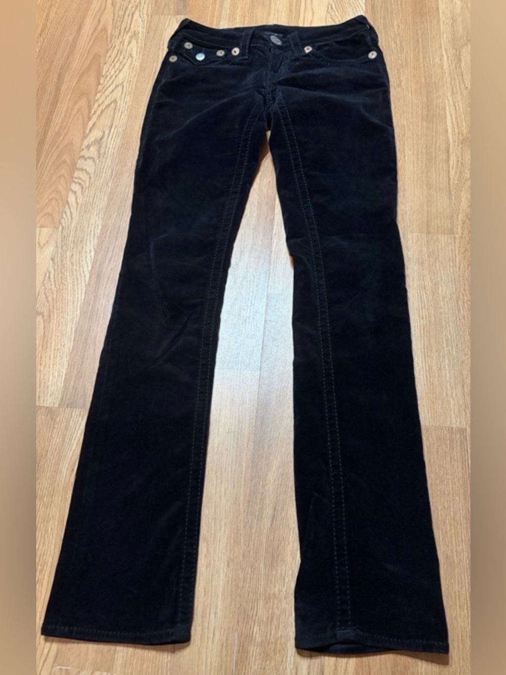 True Religion Women's Black Skinny Corduroy Jeans Y2K